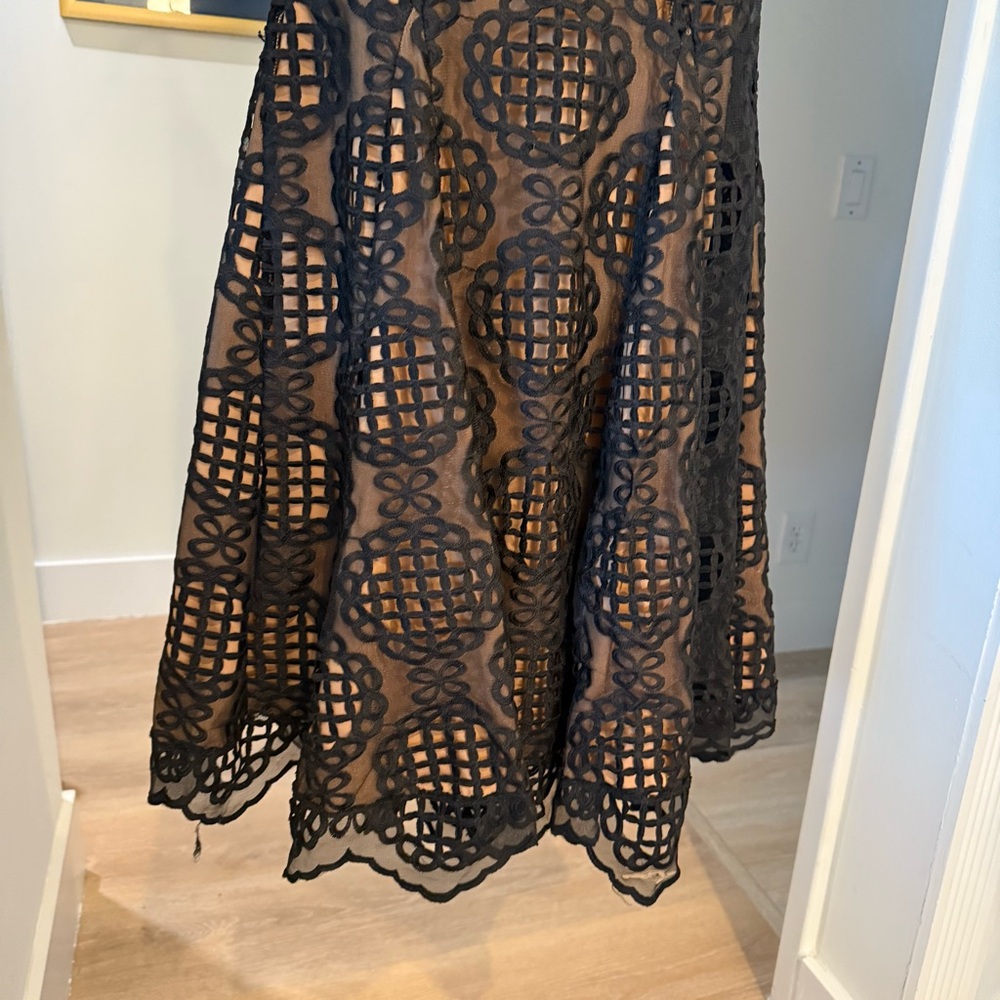 Fabulous Agilita Black Tie Applique Overlay Nude Trumpet Mermaid Dress Sz XS - Picture 4 of 12